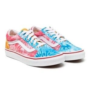 Vans Old Skool Blue, Pink & Orange Tie Dye Skate Shoes Unisex Kids Sz 13